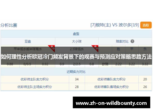 如何理性分析欧冠冷门频发背景下的观赛与预测应对策略思路方法